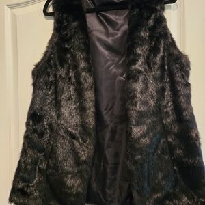 Vera Wang Black Faux Fur Vest